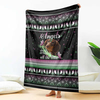 Christmas Dachshund Angel Dog Blanket Pink Green Tree Feather Pattern Design - Wonder Print Shop