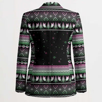 Christmas Dachshund Angel Dog Blazer Pink Green Tree Feather Pattern Design - Wonder Print Shop
