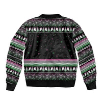 Christmas Dachshund Angel Dog Bomber Jacket Pink Green Tree Feather Pattern Design - Wonder Print Shop