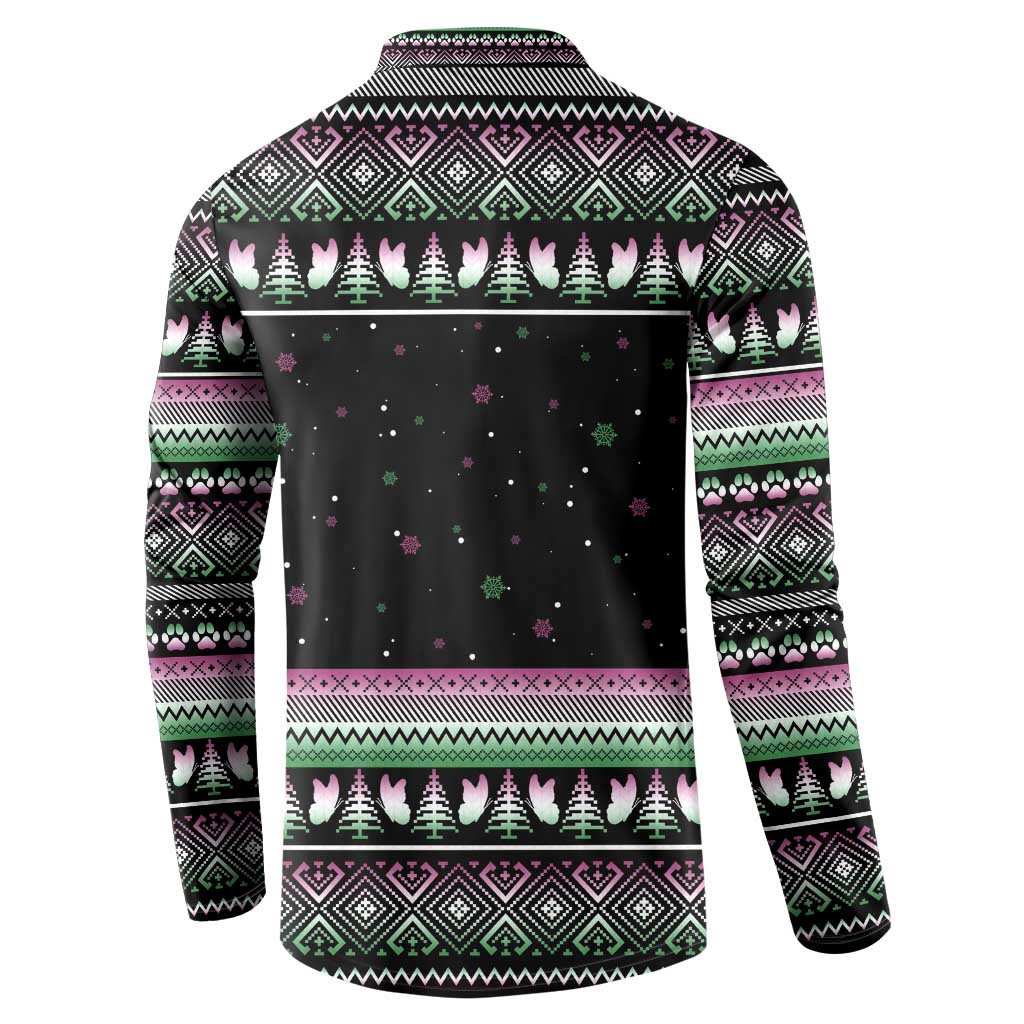 Christmas Dachshund Angel Dog Button Sweatshirt Pink Green Tree Feather Pattern Design - Wonder Print Shop