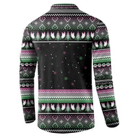 Christmas Dachshund Angel Dog Button Sweatshirt Pink Green Tree Feather Pattern Design - Wonder Print Shop