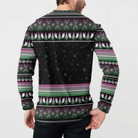 Christmas Dachshund Angel Dog Button Sweatshirt Pink Green Tree Feather Pattern Design - Wonder Print Shop