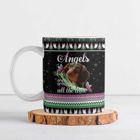 Christmas Dachshund Angel Dog Ceramic Mug Pink Green Tree Feather Pattern Design - Wonder Print Shop