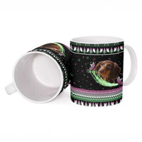 Christmas Dachshund Angel Dog Ceramic Mug Pink Green Tree Feather Pattern Design - Wonder Print Shop