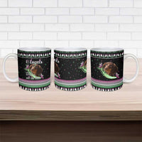 Christmas Dachshund Angel Dog Ceramic Mug Pink Green Tree Feather Pattern Design - Wonder Print Shop