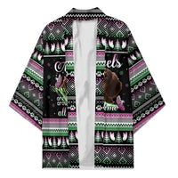 Christmas Dachshund Angel Dog Kimono Pink Green Tree Feather Pattern Design - Wonder Print Shop