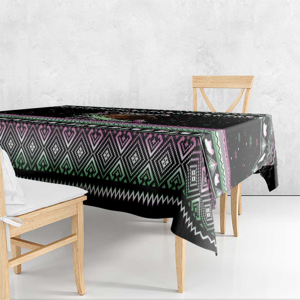 Christmas Dachshund Angel Dog Tablecloth Pink Green Tree Feather Pattern Design - Wonder Print Shop