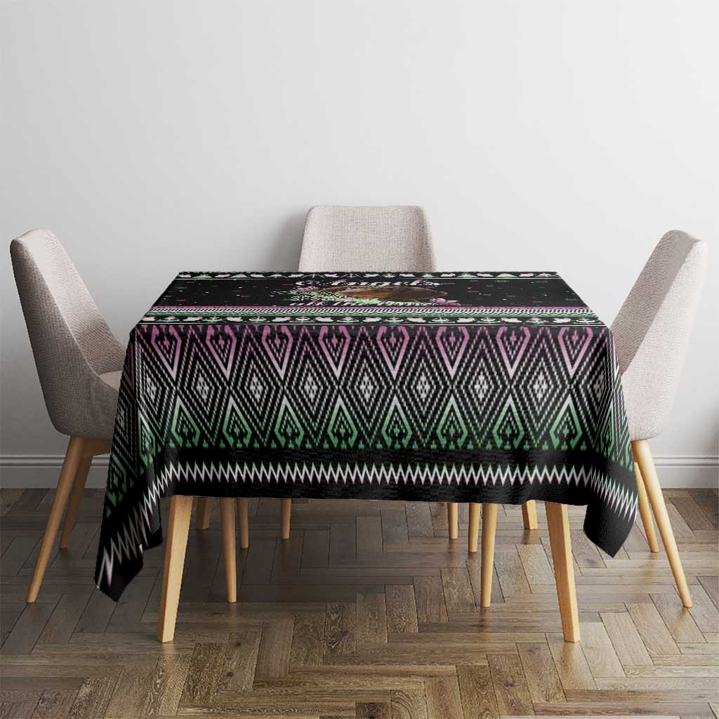 Christmas Dachshund Angel Dog Tablecloth Pink Green Tree Feather Pattern Design - Wonder Print Shop