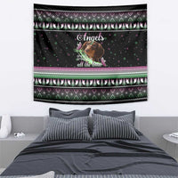 Christmas Dachshund Angel Dog Tapestry Pink Green Tree Feather Pattern Design - Wonder Print Shop