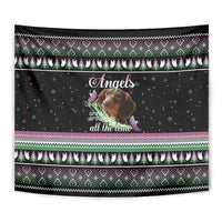 Christmas Dachshund Angel Dog Tapestry Pink Green Tree Feather Pattern Design - Wonder Print Shop