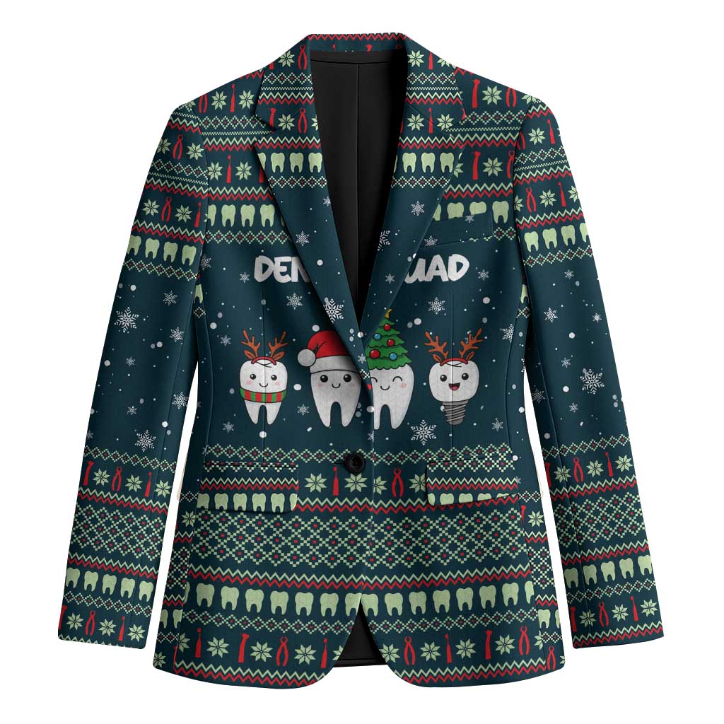 Funny Christmas Dental Squad Tooth Characters Blazer Snowflake Pattern Design - Wonder Print Shop