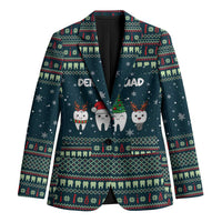 Funny Christmas Dental Squad Tooth Characters Blazer Snowflake Pattern Design - Wonder Print Shop