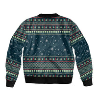 Funny Christmas Dental Squad Tooth Characters Bomber Jacket Snowflake Pattern Design - Wonder Print Shop