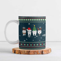 Funny Christmas Dental Squad Tooth Characters Ceramic Mug Snowflake Pattern Design - Wonder Print Shop