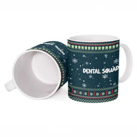 Funny Christmas Dental Squad Tooth Characters Ceramic Mug Snowflake Pattern Design - Wonder Print Shop