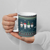 Funny Christmas Dental Squad Tooth Characters Ceramic Mug Snowflake Pattern Design - Wonder Print Shop