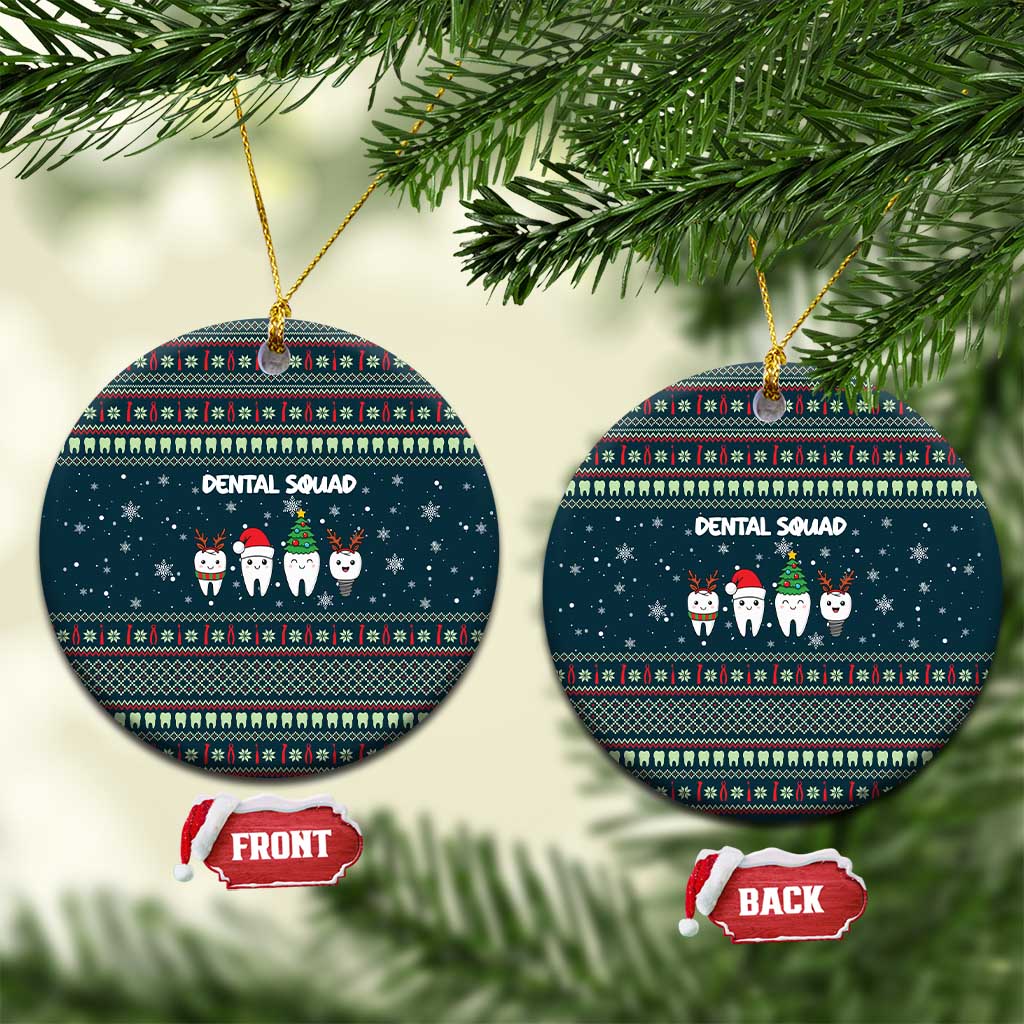Funny Christmas Dental Squad Tooth Characters Ceramic Ornament Snowflake Pattern Design - Wonder Print Shop
