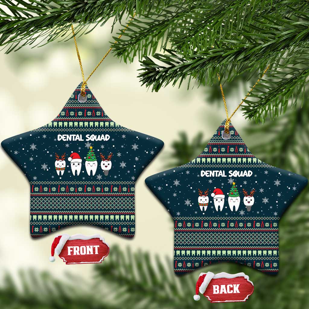 Funny Christmas Dental Squad Tooth Characters Ceramic Ornament Snowflake Pattern Design - Wonder Print Shop