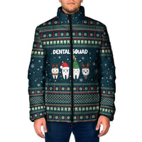 Funny Christmas Dental Squad Tooth Characters Padded Jacket Snowflake Pattern Design - Wonder Print Shop