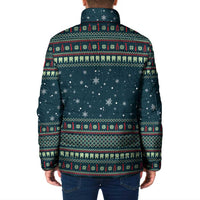Funny Christmas Dental Squad Tooth Characters Padded Jacket Snowflake Pattern Design - Wonder Print Shop