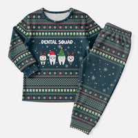 Funny Christmas Dental Squad Tooth Characters Christmas Pajama Set Snowflake Pattern Design - Wonder Print Shop