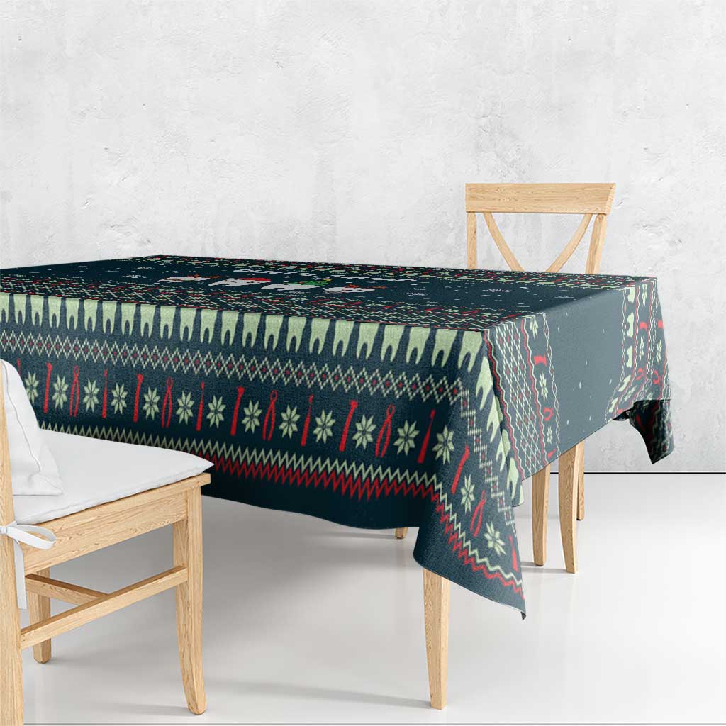 Funny Christmas Dental Squad Tooth Characters Tablecloth Snowflake Pattern Design - Wonder Print Shop