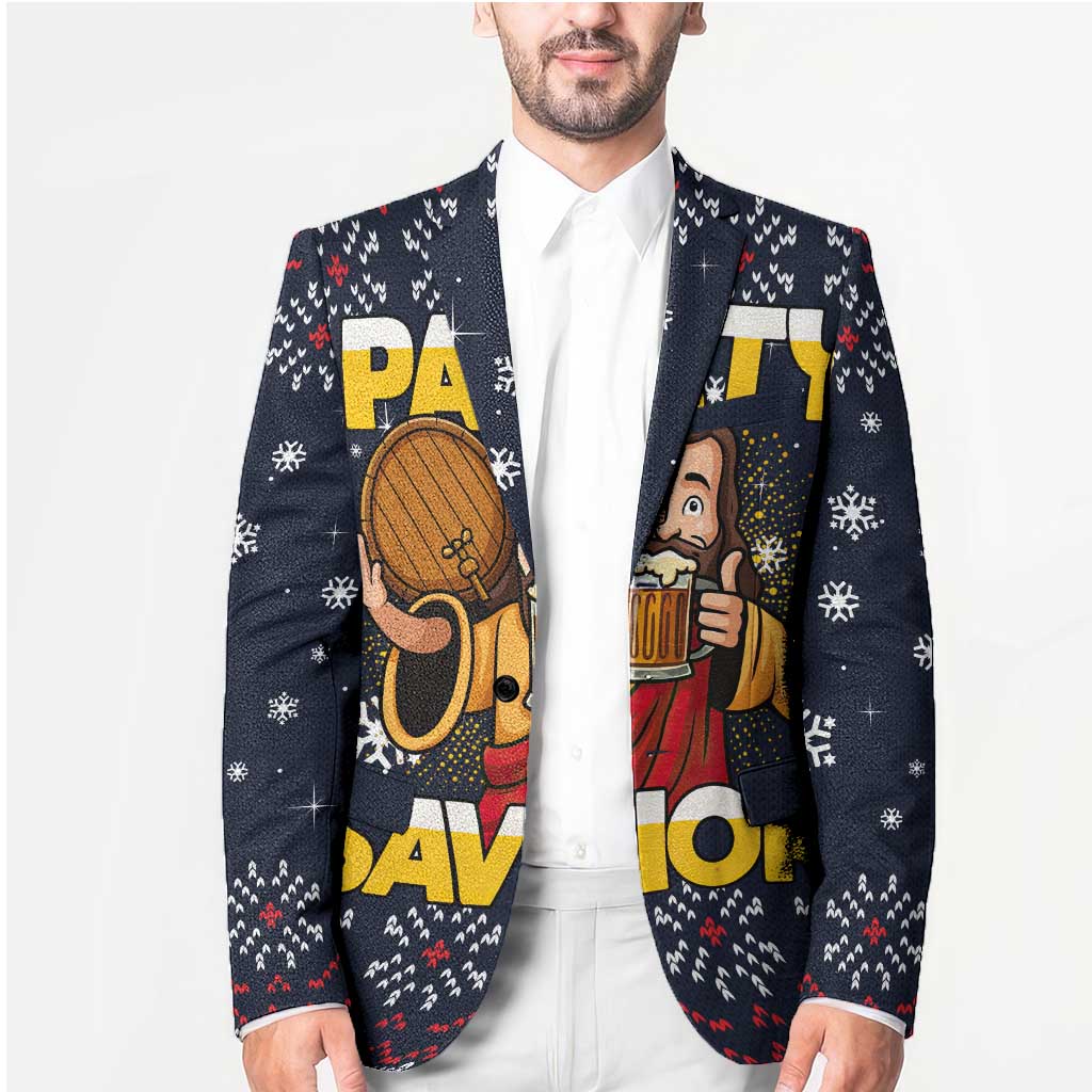 Jesus Party Savior Christmas Blazer Funny Xmas Holiday Patterns - Wonder Print Shop