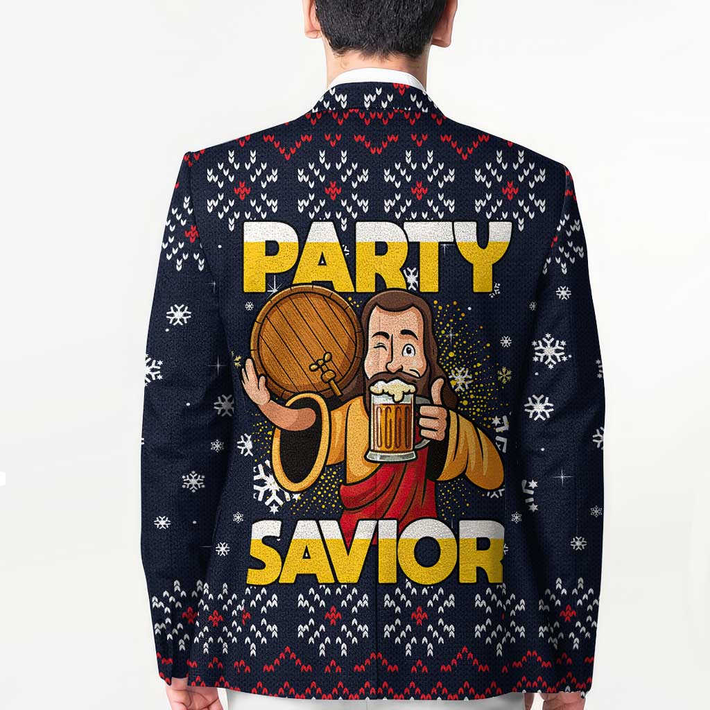 Jesus Party Savior Christmas Blazer Funny Xmas Holiday Patterns - Wonder Print Shop