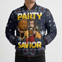 Jesus Party Savior Christmas Bomber Puffer Jacket Funny Xmas Holiday Patterns - Wonder Print Shop