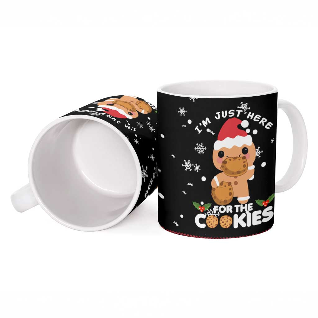 Just Here For The Cookies Christmas Ceramic Mug Funny Xmas Holiday Patterns - Wonder Print Shop