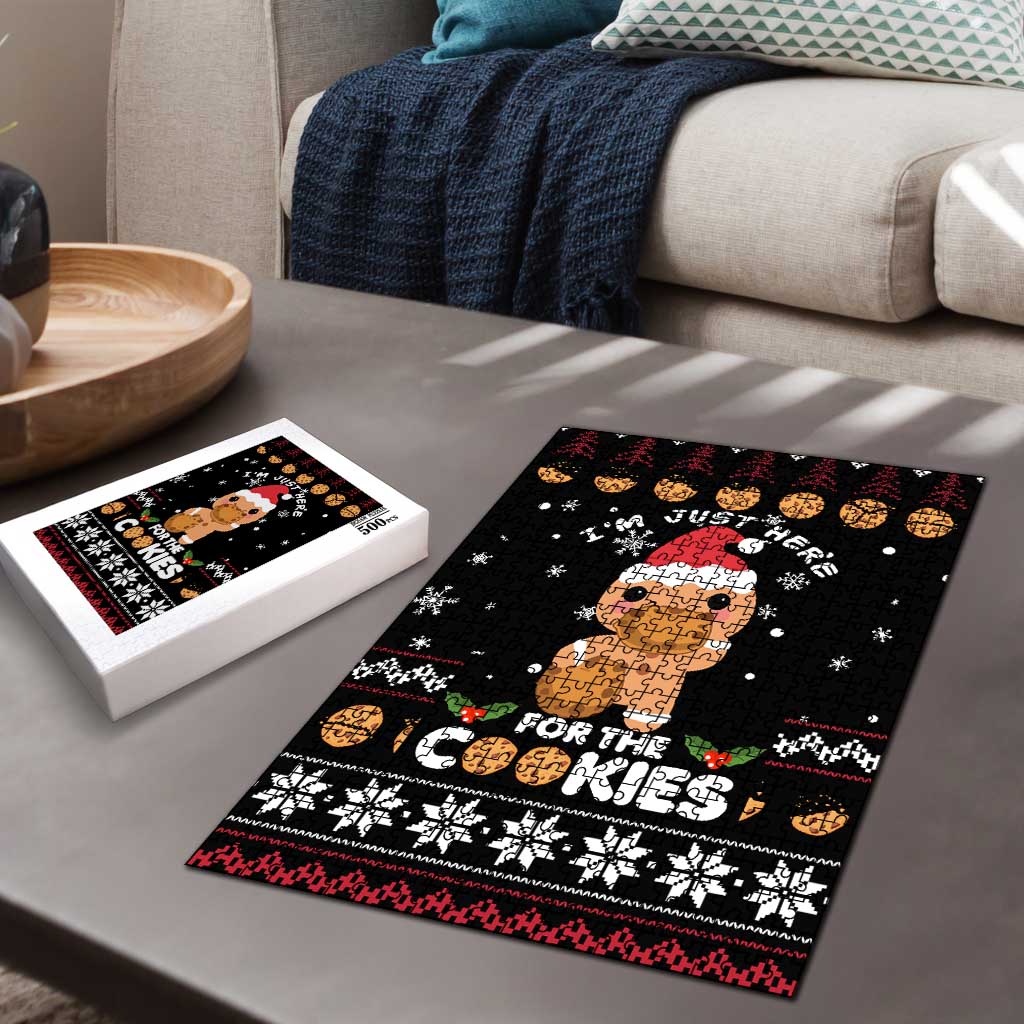Just Here For The Cookies Christmas Puzzle Funny Xmas Holiday Patterns - Wonder Print Shop