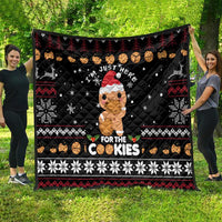 Just Here For The Cookies Christmas Quilt Funny Xmas Holiday Patterns - Wonder Print Shop