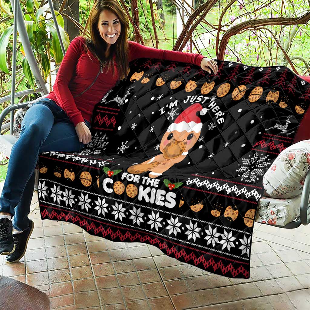 Just Here For The Cookies Christmas Quilt Funny Xmas Holiday Patterns - Wonder Print Shop