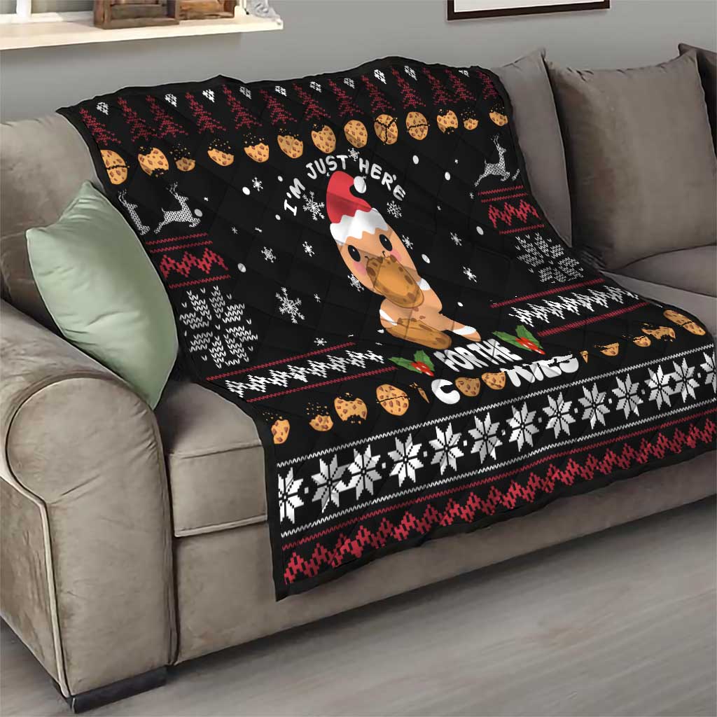 Just Here For The Cookies Christmas Quilt Funny Xmas Holiday Patterns - Wonder Print Shop