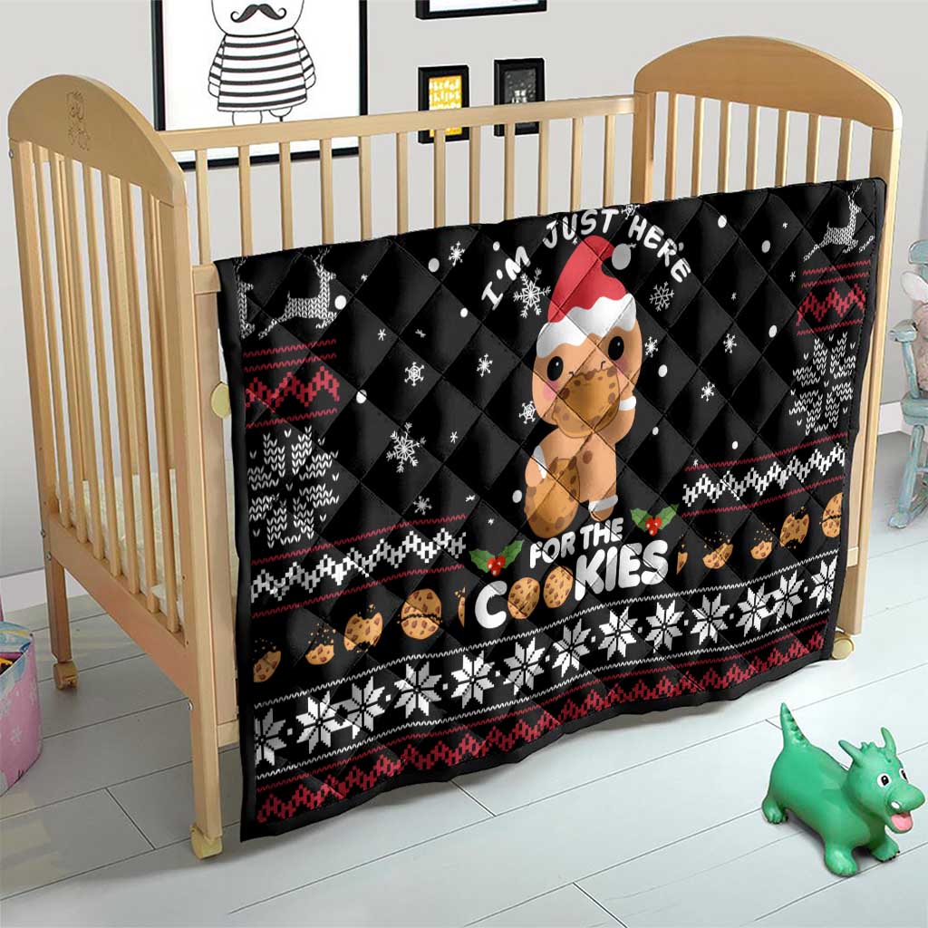 Just Here For The Cookies Christmas Quilt Funny Xmas Holiday Patterns - Wonder Print Shop