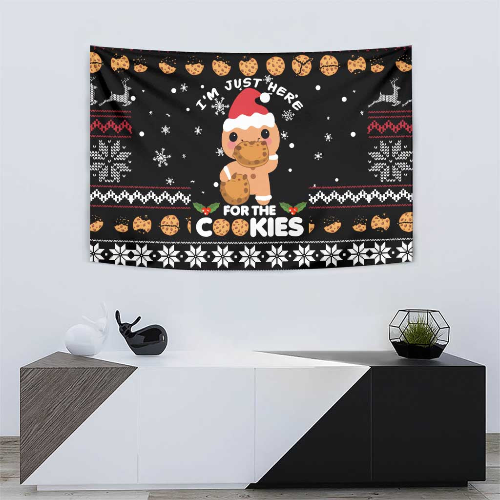 Just Here For The Cookies Christmas Tapestry Funny Xmas Holiday Patterns - Wonder Print Shop