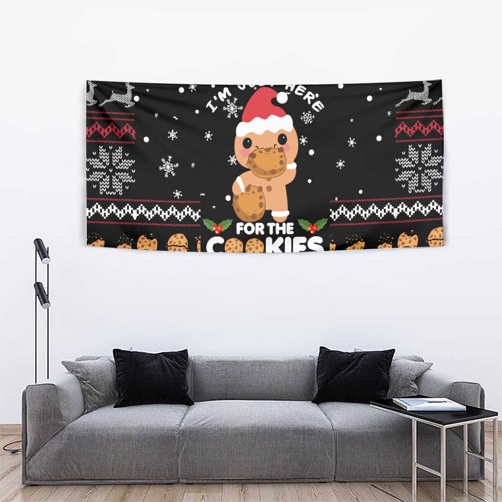 Just Here For The Cookies Christmas Tapestry Funny Xmas Holiday Patterns - Wonder Print Shop