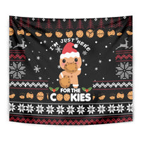 Just Here For The Cookies Christmas Tapestry Funny Xmas Holiday Patterns - Wonder Print Shop
