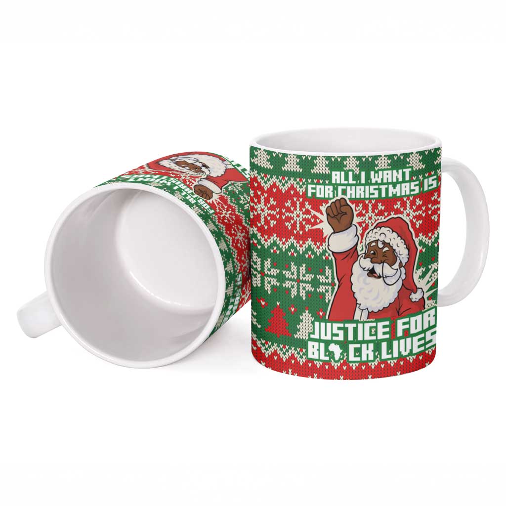 Justice For Black Lives Christmas Ceramic Mug Funny Xmas Holiday Patterns - Wonder Print Shop