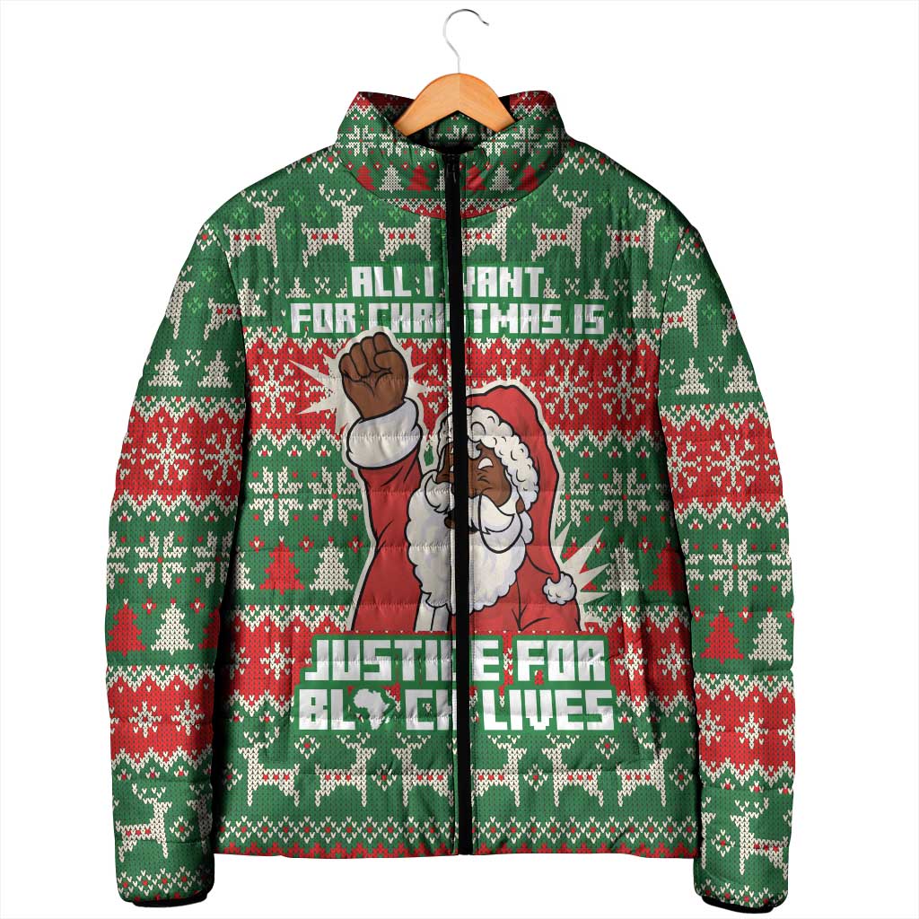 Justice For Black Lives Christmas Padded Jacket Funny Xmas Holiday Patterns - Wonder Print Shop