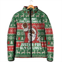 Justice For Black Lives Christmas Padded Jacket Funny Xmas Holiday Patterns - Wonder Print Shop