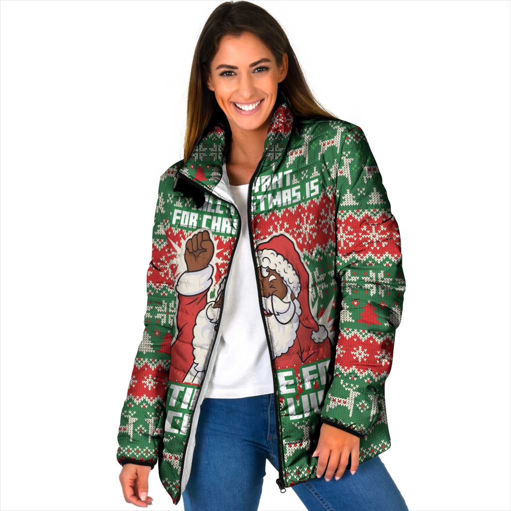 Justice For Black Lives Christmas Padded Jacket Funny Xmas Holiday Patterns - Wonder Print Shop