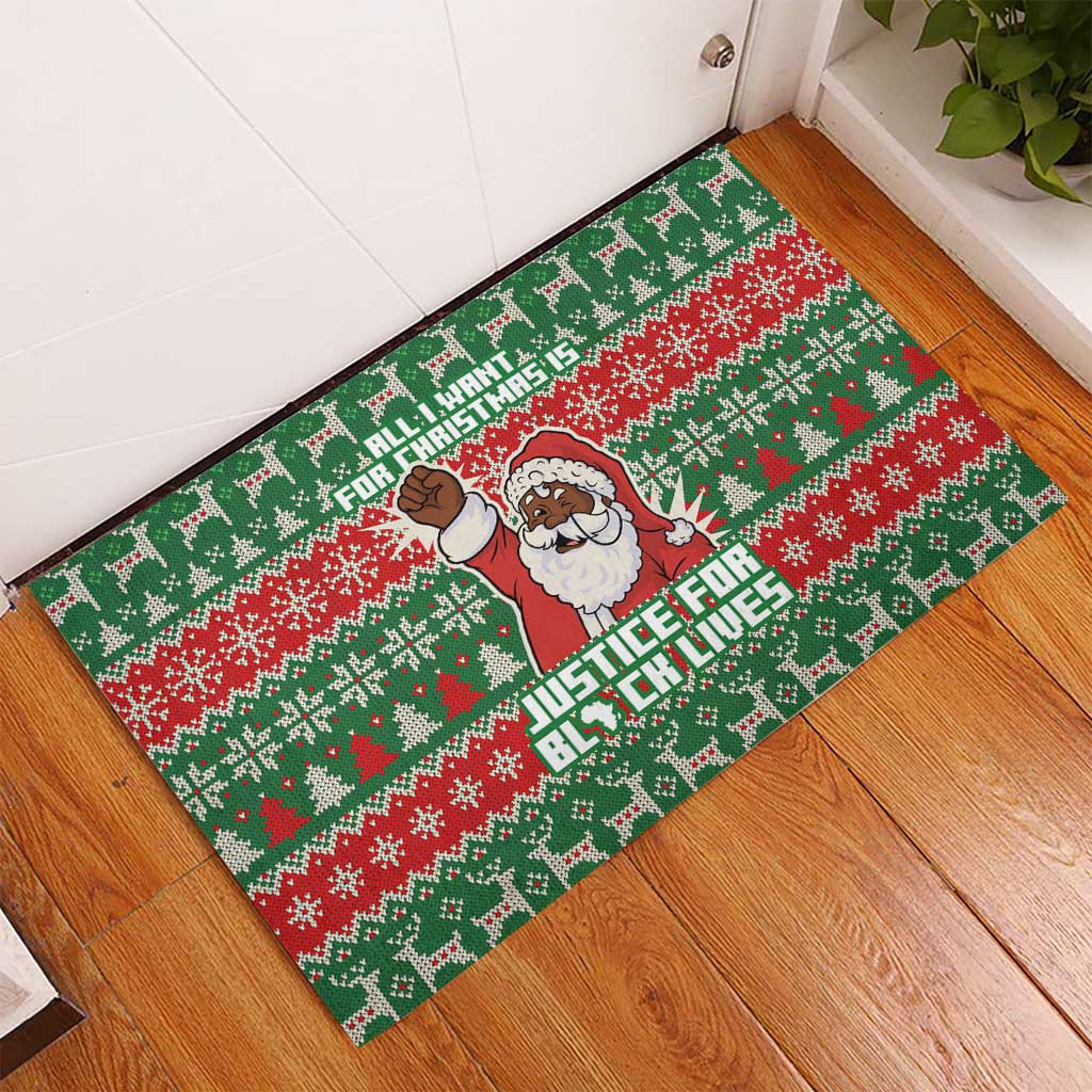 Justice For Black Lives Christmas Rubber Doormat Funny Xmas Holiday Patterns - Wonder Print Shop