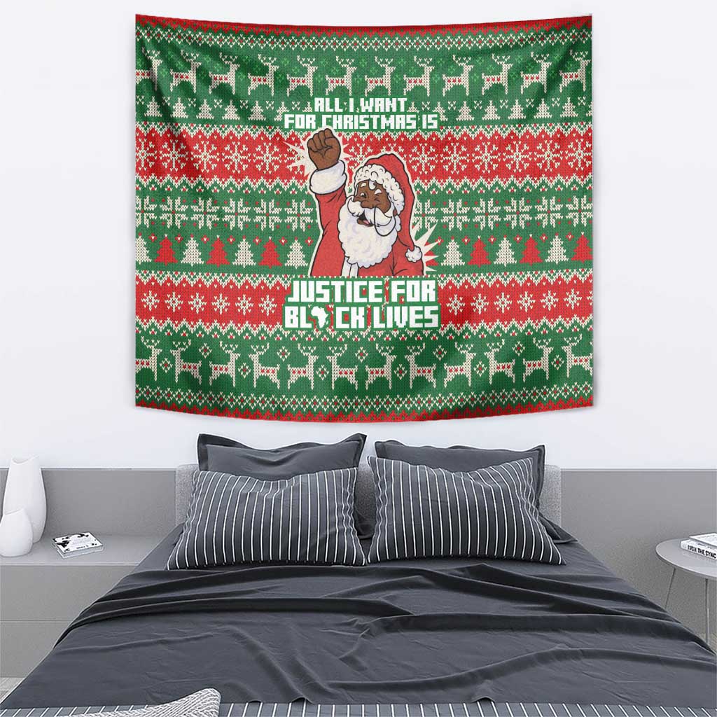 Justice For Black Lives Christmas Tapestry Funny Xmas Holiday Patterns - Wonder Print Shop