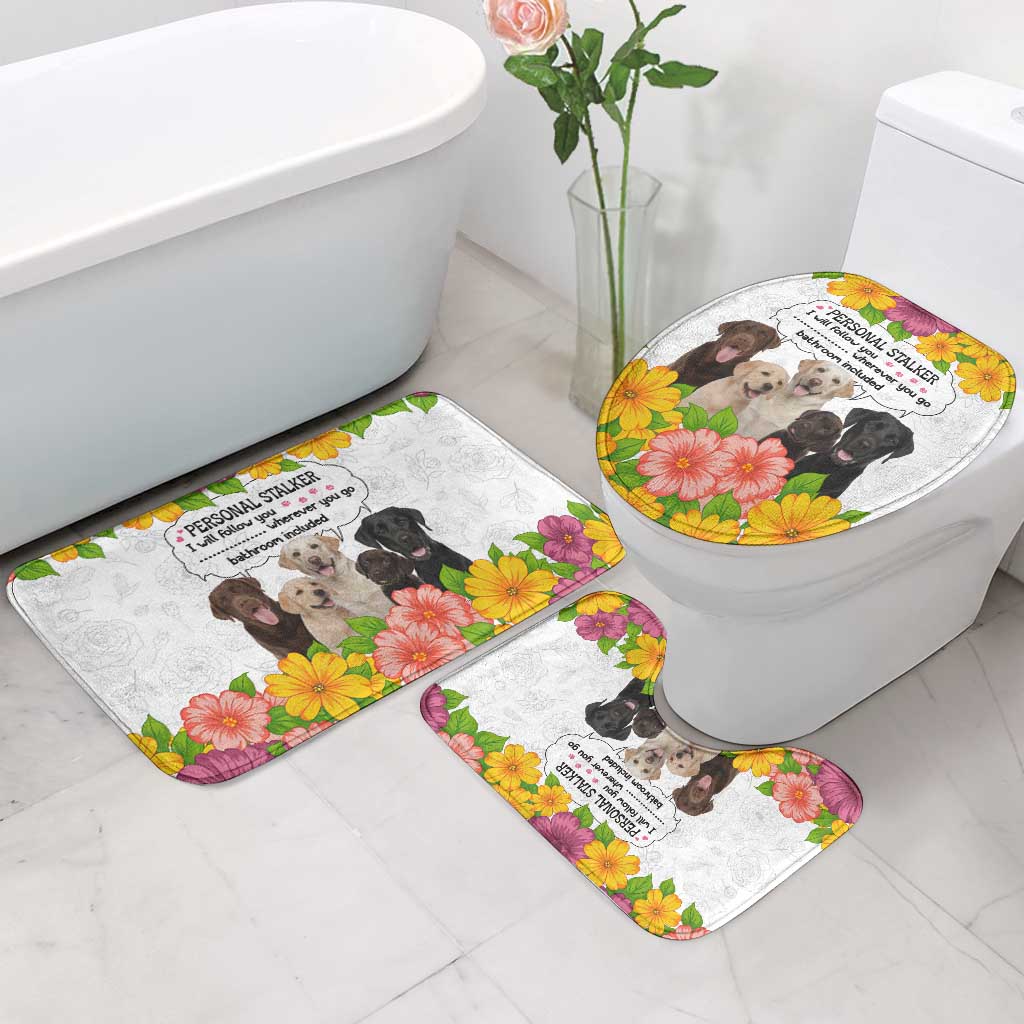 Labrador Retriever Personal Stalker Christmas Bathroom Set Funny Xmas Holiday Patterns - Wonder Print Shop