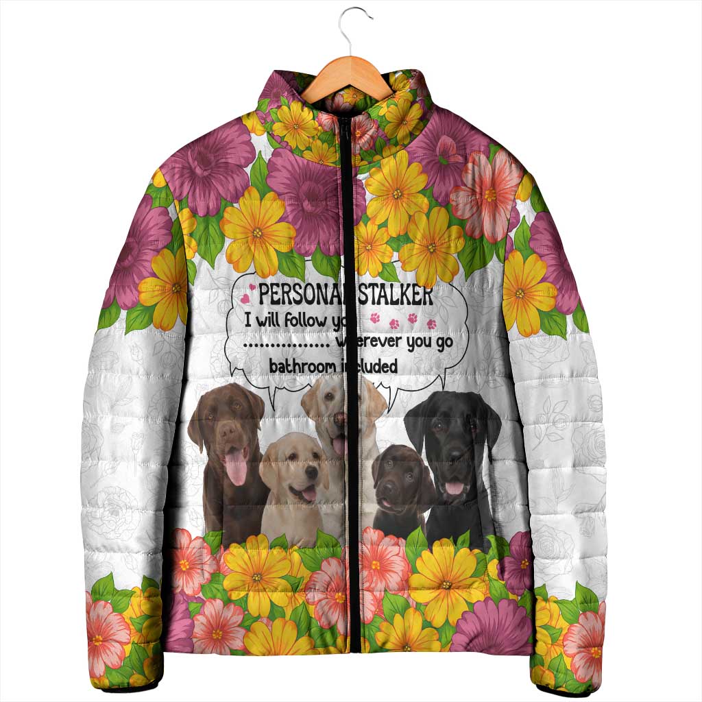 Labrador Retriever Personal Stalker Christmas Padded Jacket Funny Xmas Holiday Patterns - Wonder Print Shop