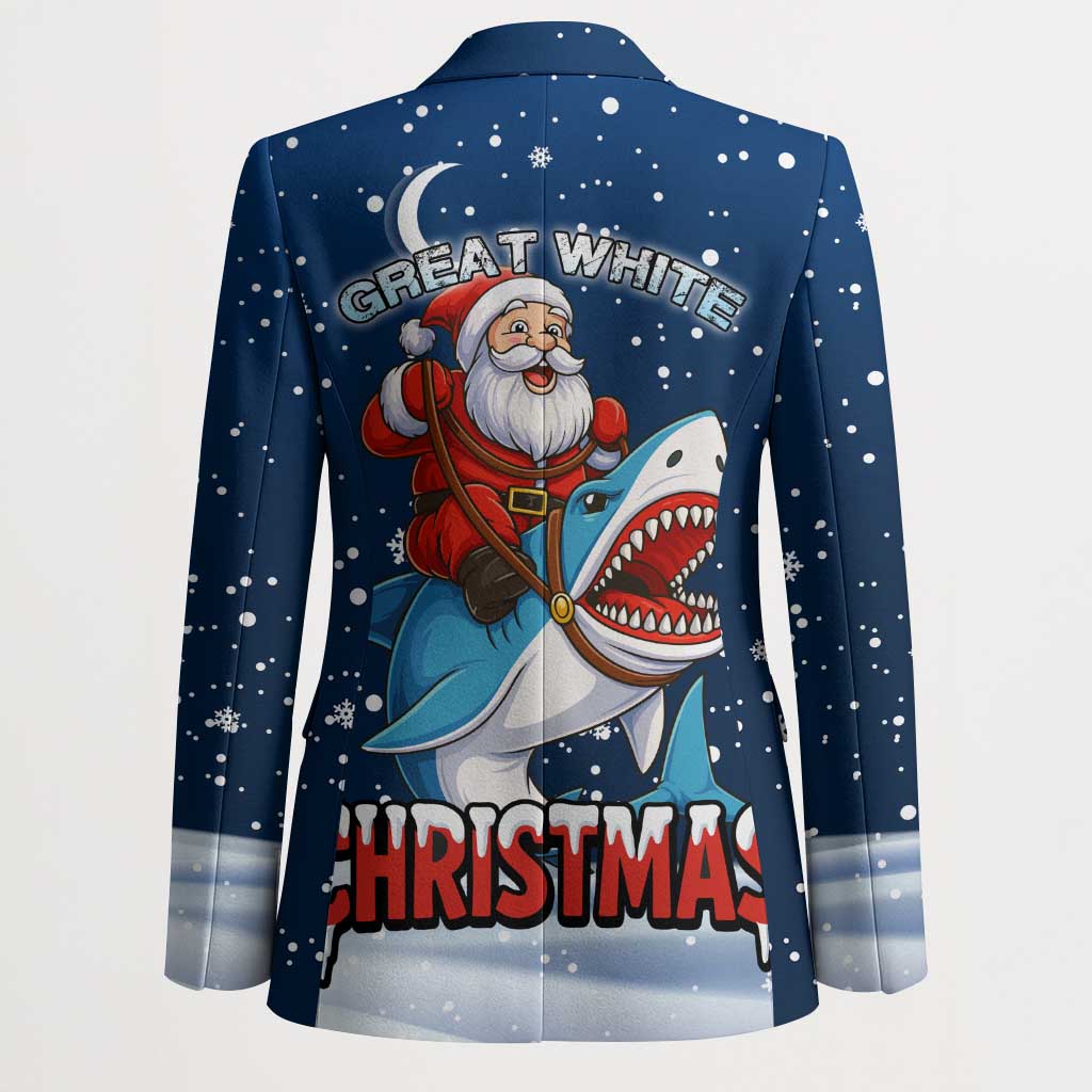 Great White Christmas Shark Christmas Blazer Funny Xmas Holiday Patterns - Wonder Print Shop