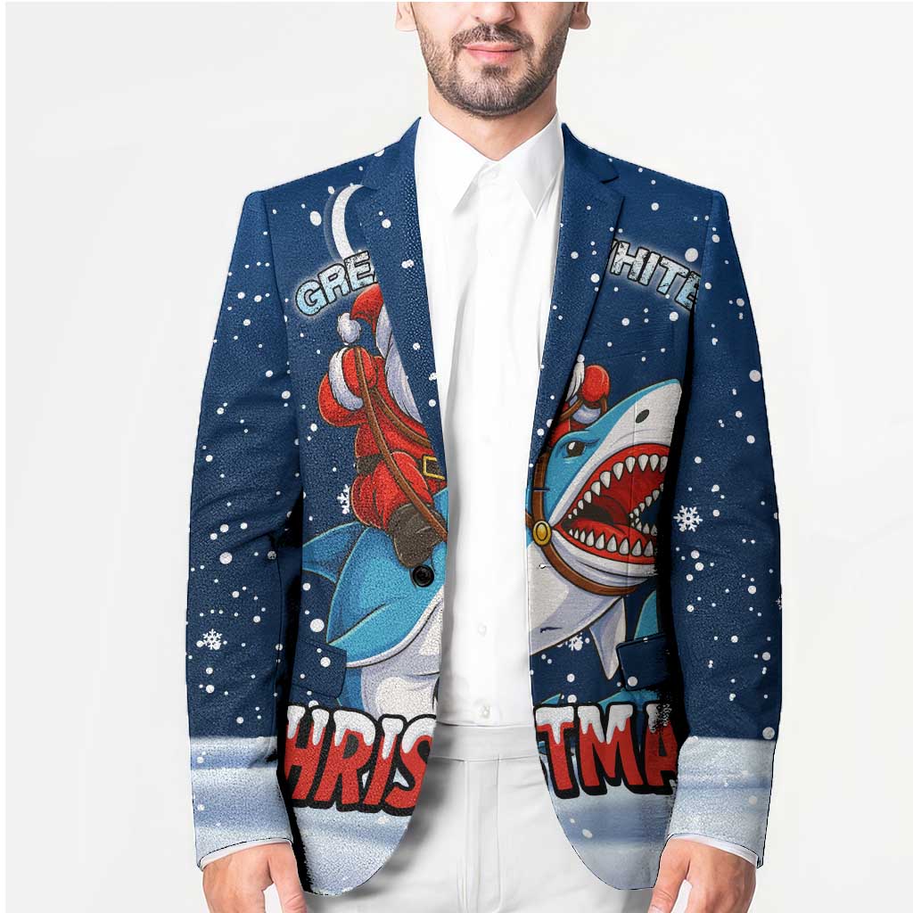 Great White Christmas Shark Christmas Blazer Funny Xmas Holiday Patterns - Wonder Print Shop