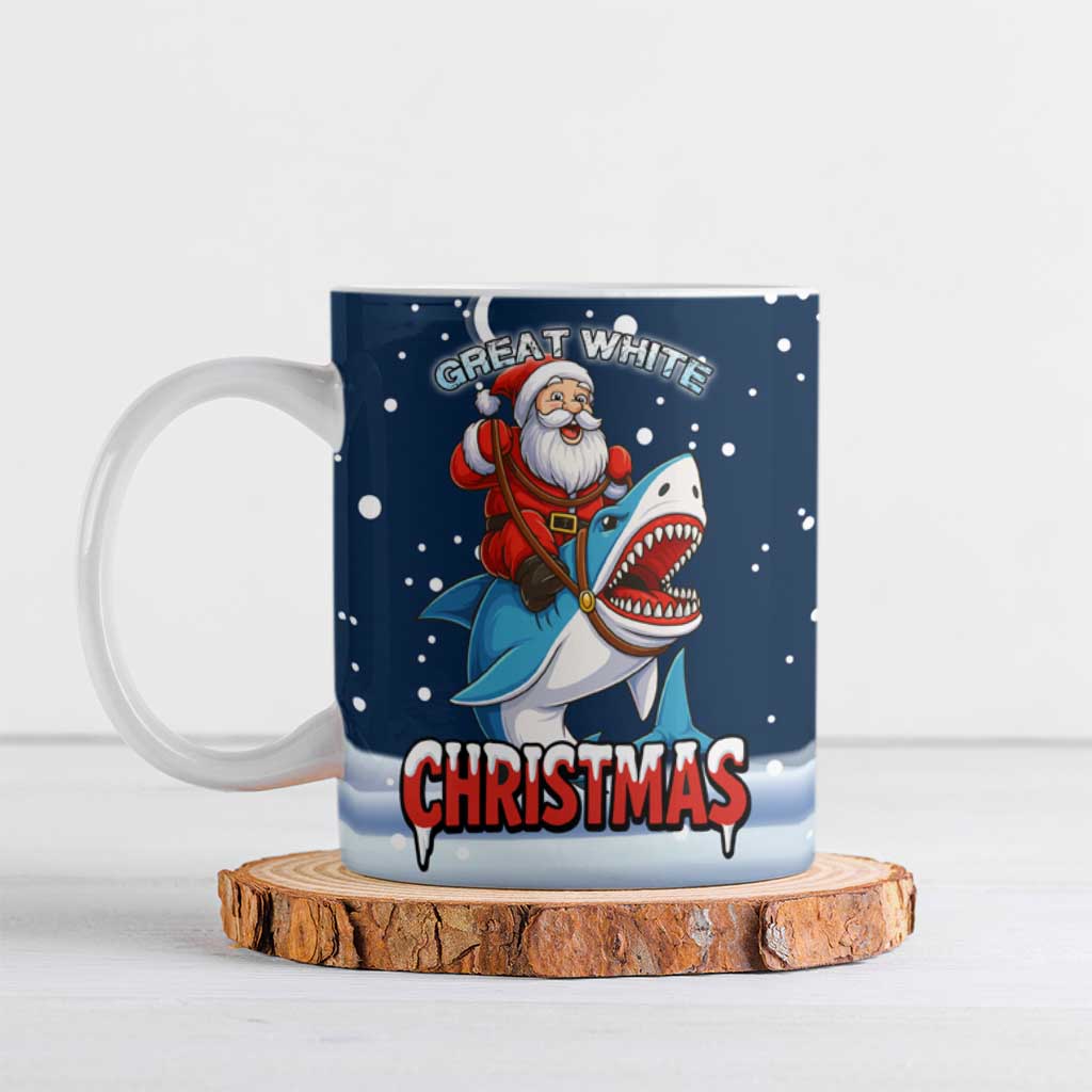 Great White Christmas Shark Christmas Ceramic Mug Funny Xmas Holiday Patterns - Wonder Print Shop