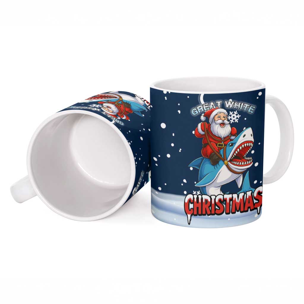Great White Christmas Shark Christmas Ceramic Mug Funny Xmas Holiday Patterns - Wonder Print Shop